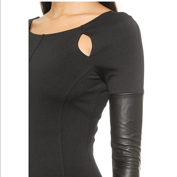 David Lerner - "Cutout Dress With Leather Sleeves" - Picture 3 of 8